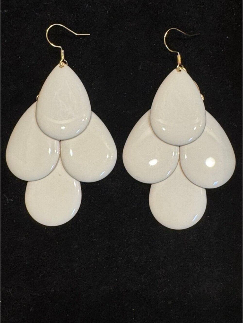 White Teardrop Statement Earrings